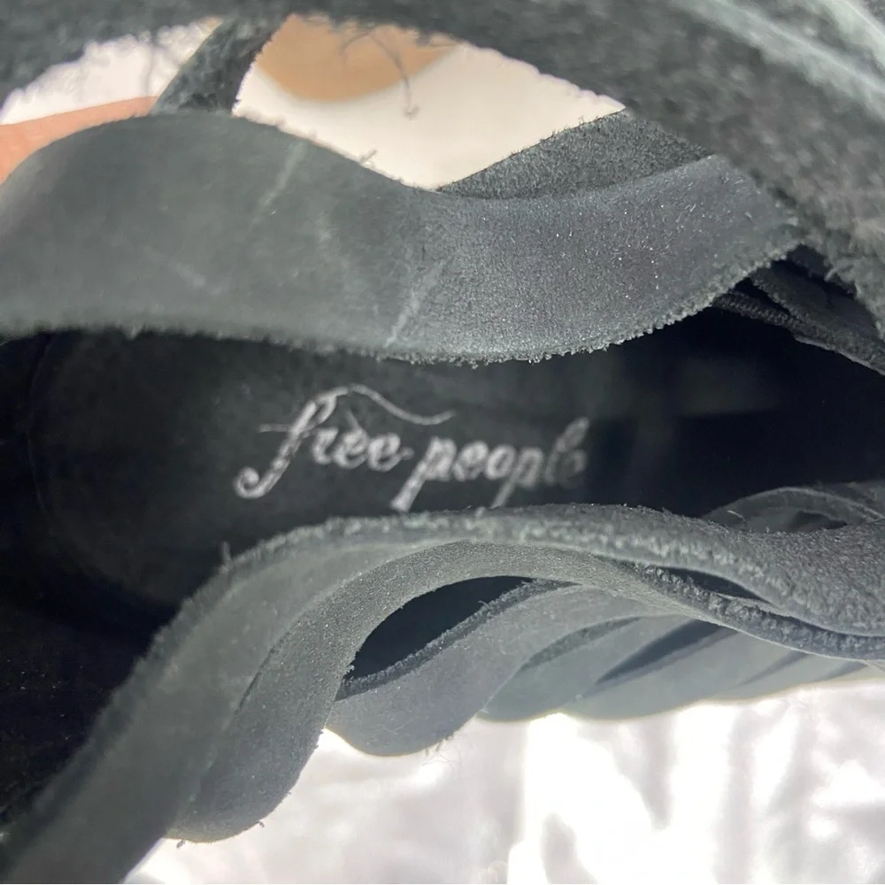 Free People Hybrid Strappy Ankle‎ Boots Bootie Block Heel Green Gray Size 8
